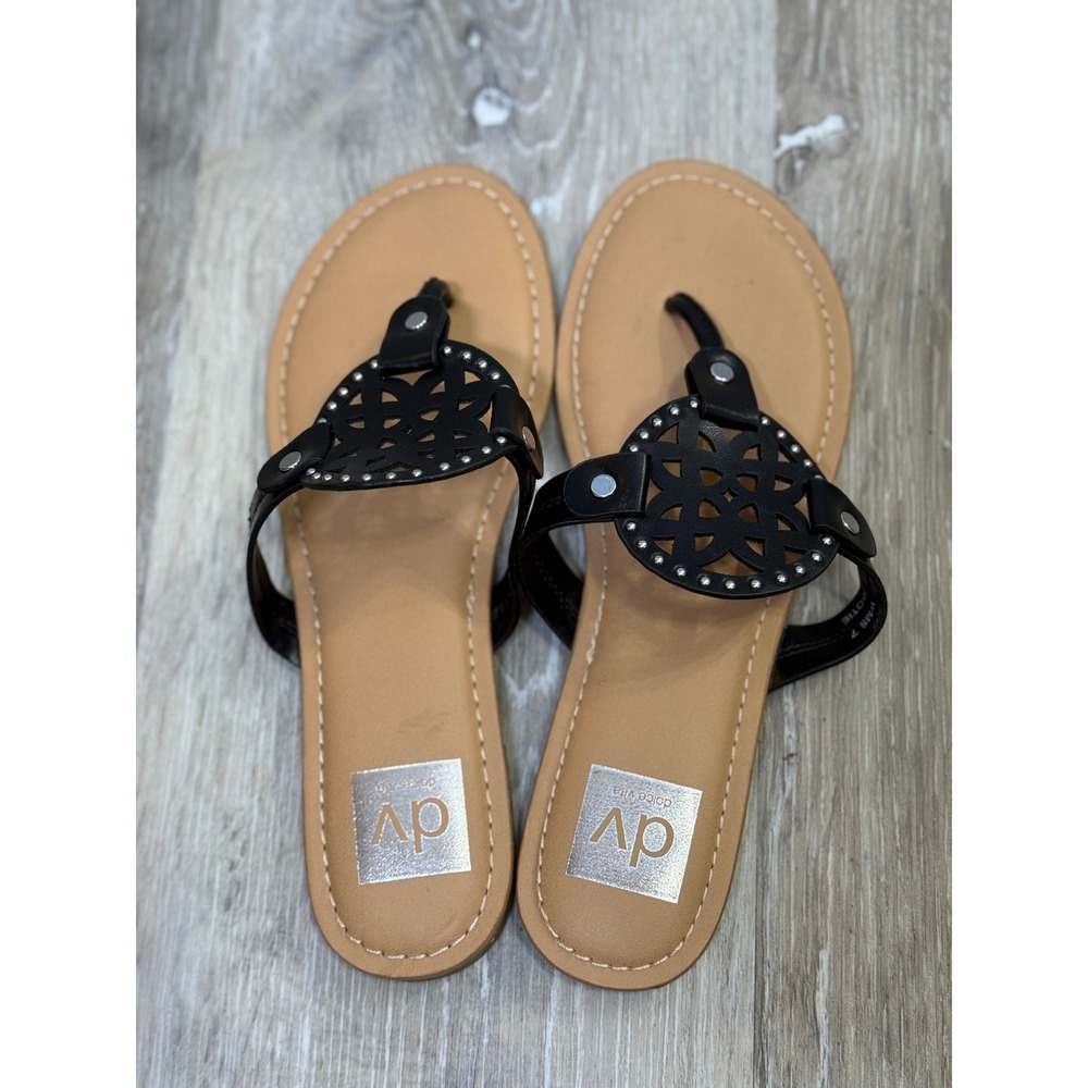 DV Dolce Vita Gotie Womens Sandals Black Studded Medallion Minimalist Summer 7